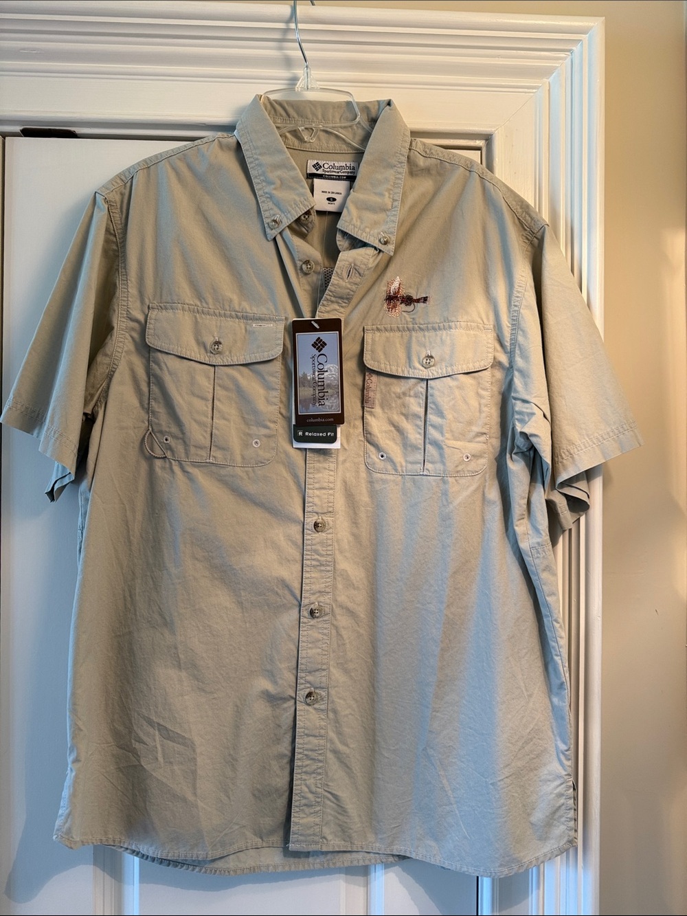 Columbia Men's Short-Sleeve Button-Down Shirt - Beige